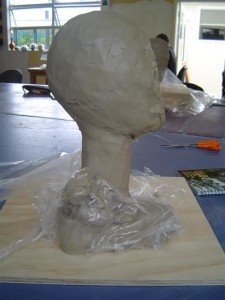Side view of bust, first stage.