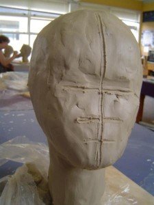 Marking out the facial features, stage 2.