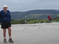 On return along the beach. Peter, Wendy and grandchildren.