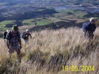 040519.0714.Doug Doug, Bev H, Irene on slope background Kaikorai Estuary