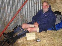 Lunch in Ingrid's Haybarn. Ian