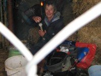 Lunch in daughter Ingrid's haybarn. Ria