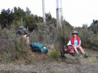 Lunch at the pole line. George, Glenice