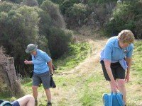 Rest by former hut site. Glenice, Sabina