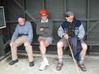 Bus Shelter. Fred, Les, George.