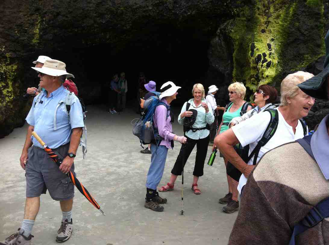 Emerging from the Tomahawk Beach cave.