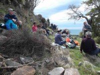 Lunch alongside Maori Peak (Ken pic and caption)