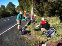 Hikers' lunch at the car park on Mt Cargill Road