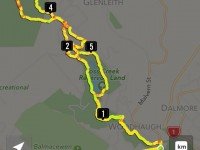 GPS of route. Failed to complete it at time; hence straight line indicating car travel to Plaza Cafe. We did just on 7 km, despite the '6' not showing. (Hidden by the "1"?) Distracted by Spittles' wonderful disbursement of blackboy peaches.