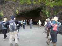 Exploring small cave at northern end of Tomahawk Beach. (Adrienne pic.)