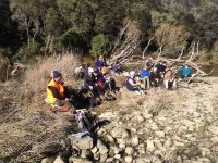 Lunch in the sun beside the river by the track/route boundary point.